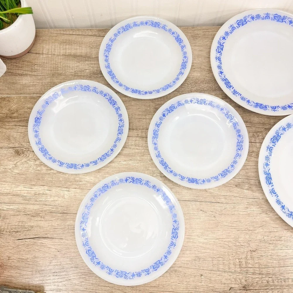 Vintage Floral Dessert Plates - Set of 6 -‎ Termo-Rey Blue Danube Flowers